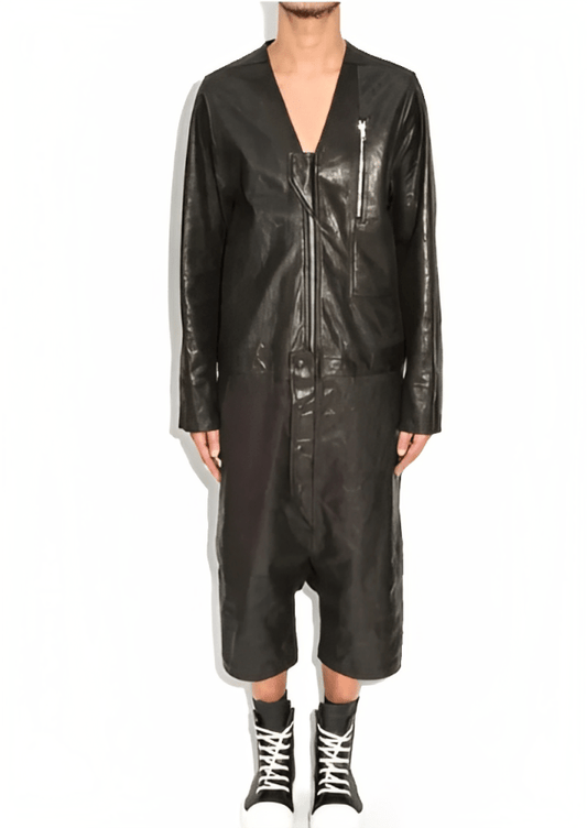 Men's Black Leather Jumpsuit