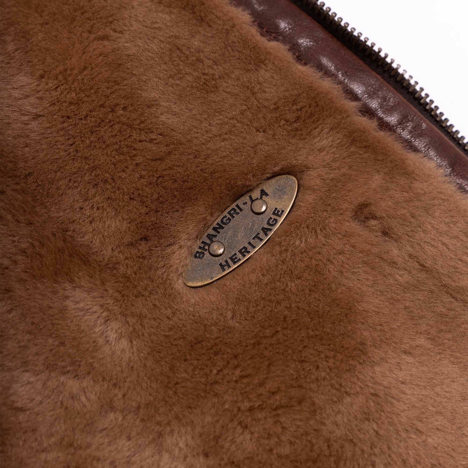 Men's Shearling Leather Vest In Chocolate Brown With Crackle Texture