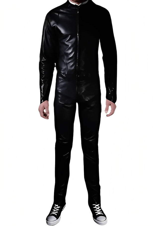 Men's Slim Fit Leather Jumpsuit