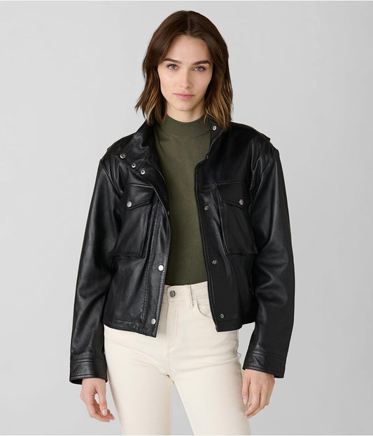 Women's Black Harrington Leather Jacket