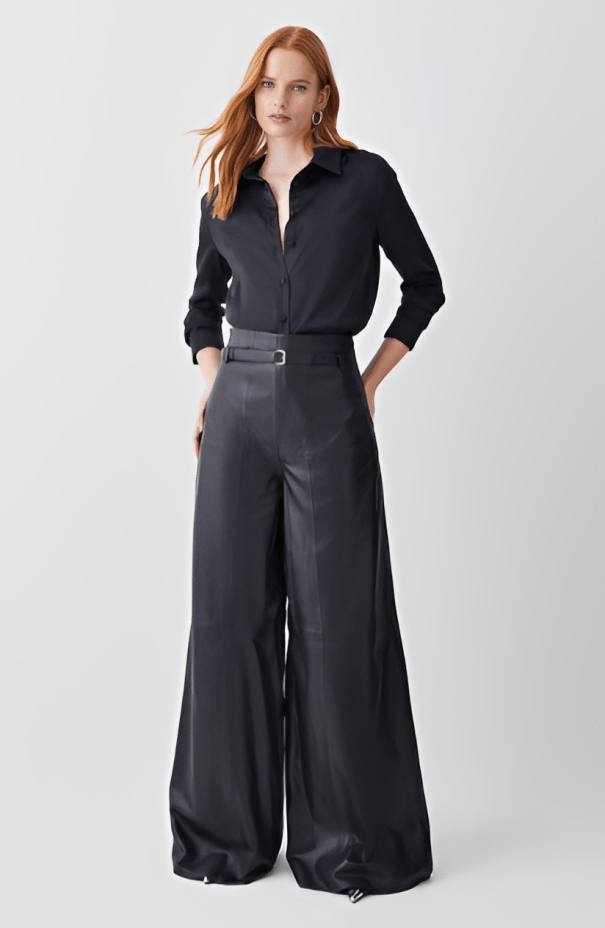 Women's Leather Pant In Black