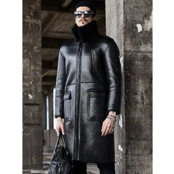 Men's Double Sided Shearling Leather Coat