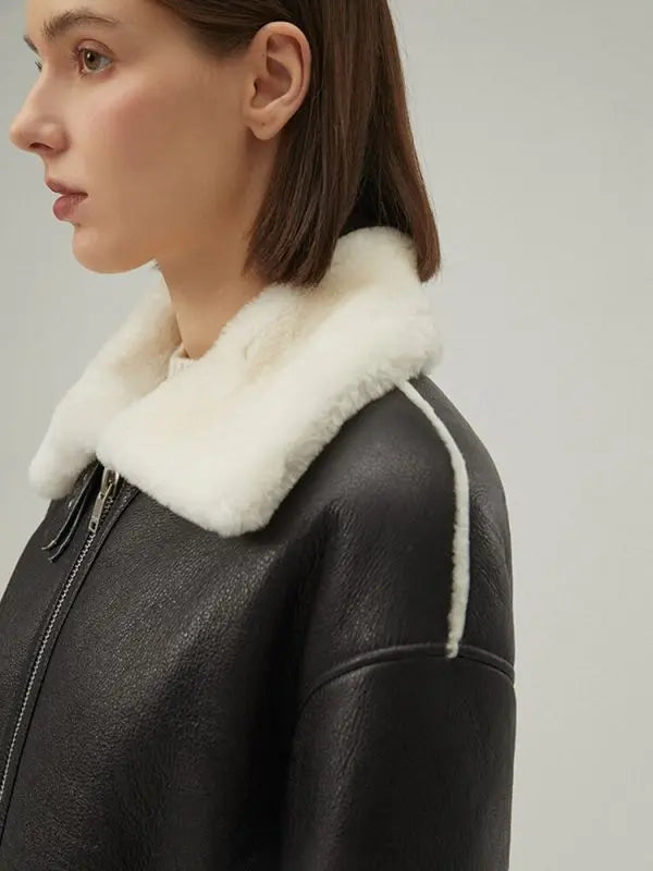 Women's Shearling Leather Jackets In Black