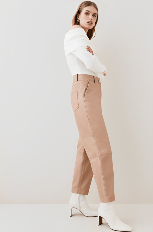 Women's Tan Leather Pant