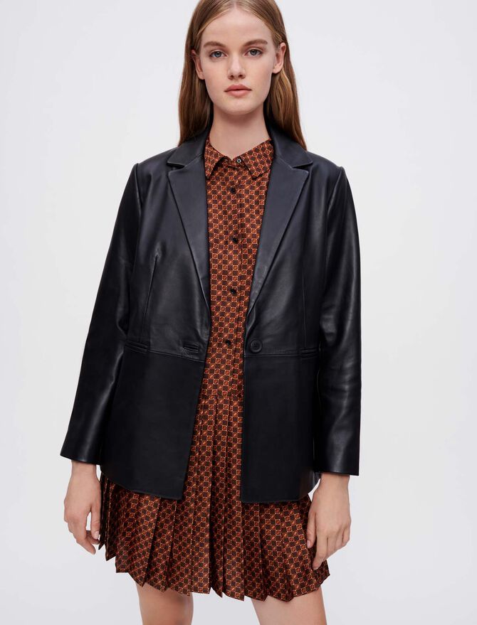 Women's Black Leather Blazer