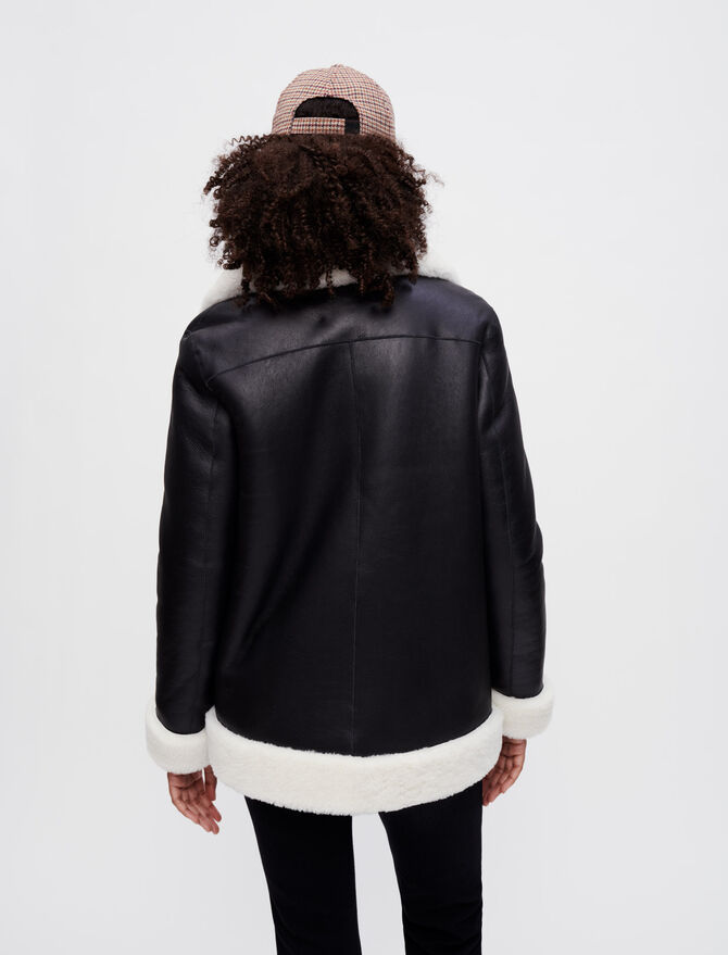 Women's Shearling Leather Jacket In Black