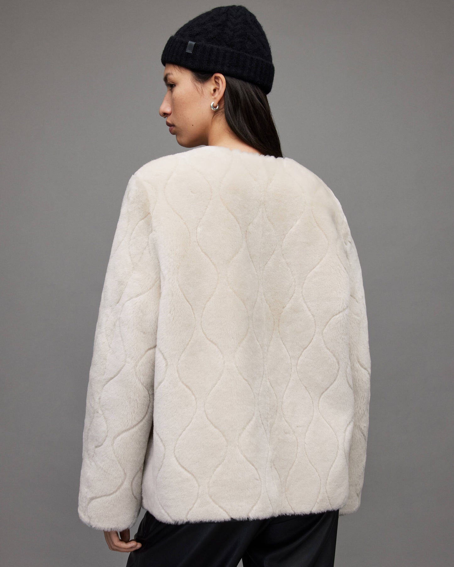 Women's Double Sided Black Leather & White Shearling Jacket