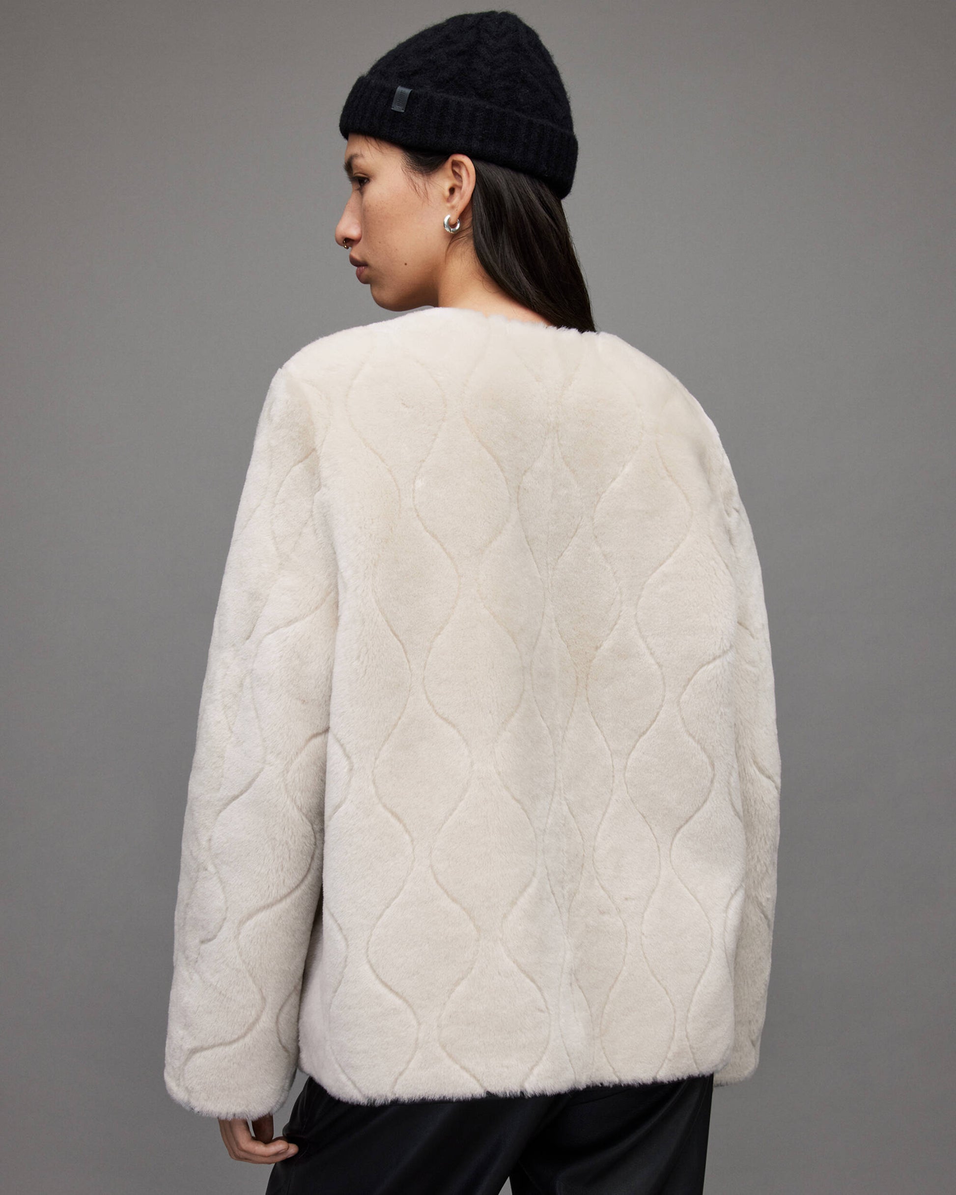 Women's Double Sided Black Leather & White Shearling Jacket