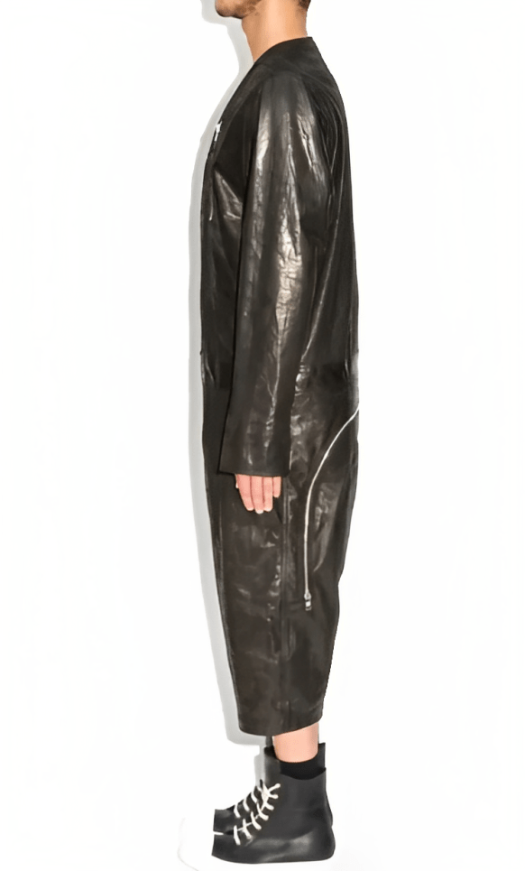 Men's Black Leather Jumpsuit