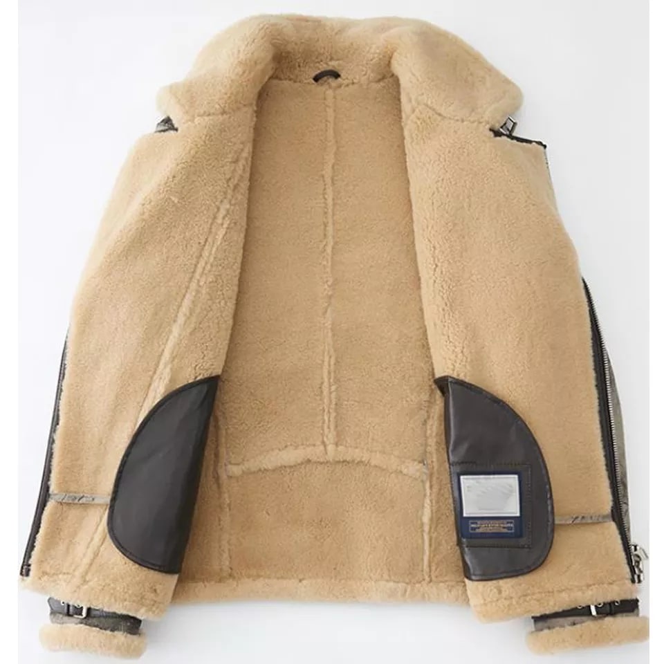 Men’s Distressed Shearling Biker Leather Jacket