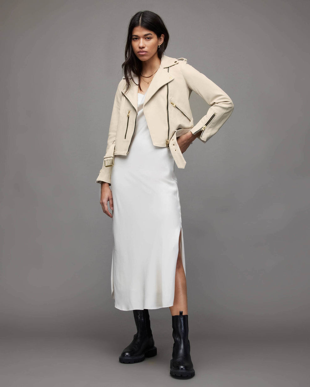 Odette Biker Jacket Beige main image 0