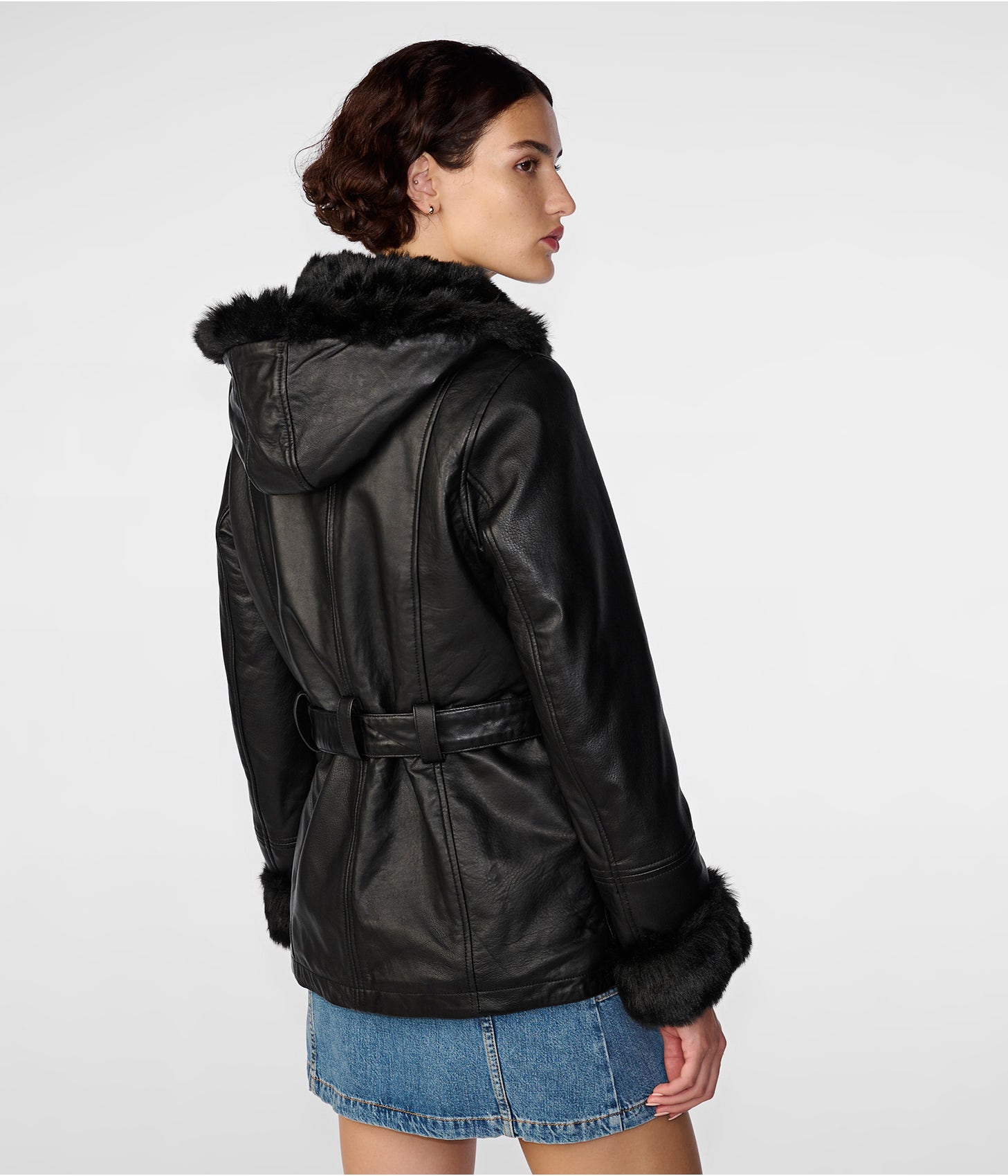 Women's Black Shearling Leather Jacket