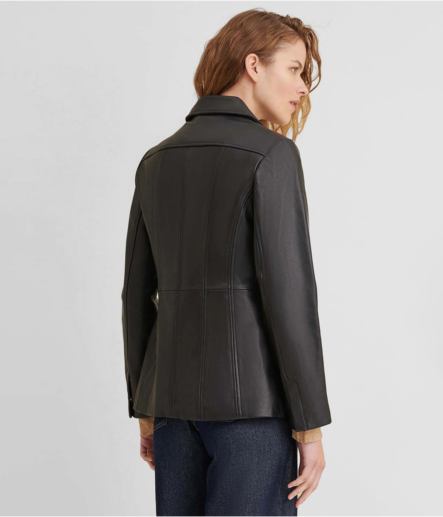 Women's Leather Blazer In Black