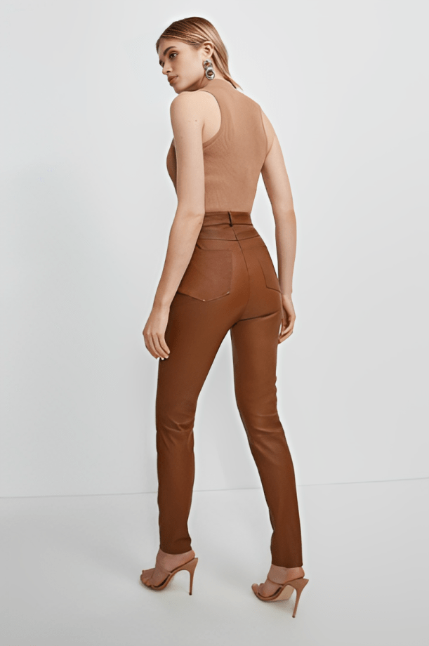 Women's Leather Pant In Brown
