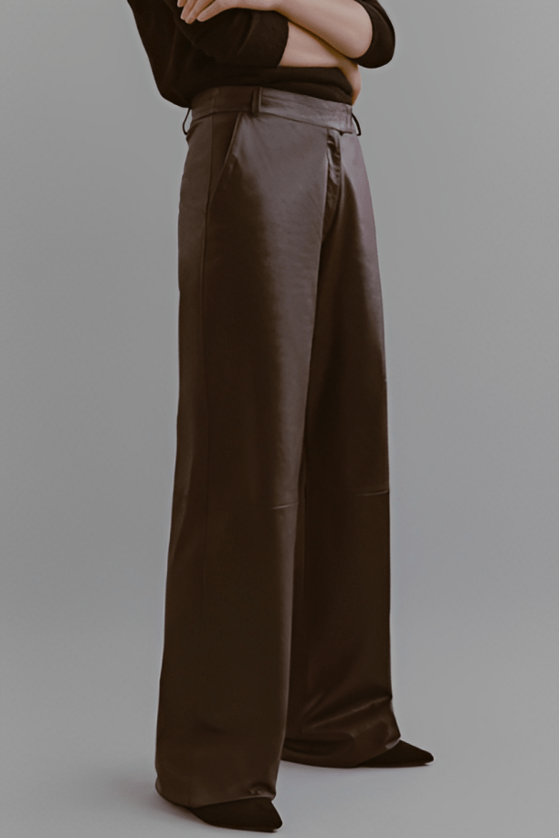 Women's Leather Pant In Chocolate Brown