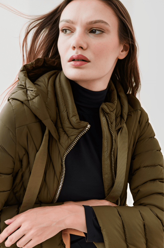 Women's Puffer Trench Coat In Khaki