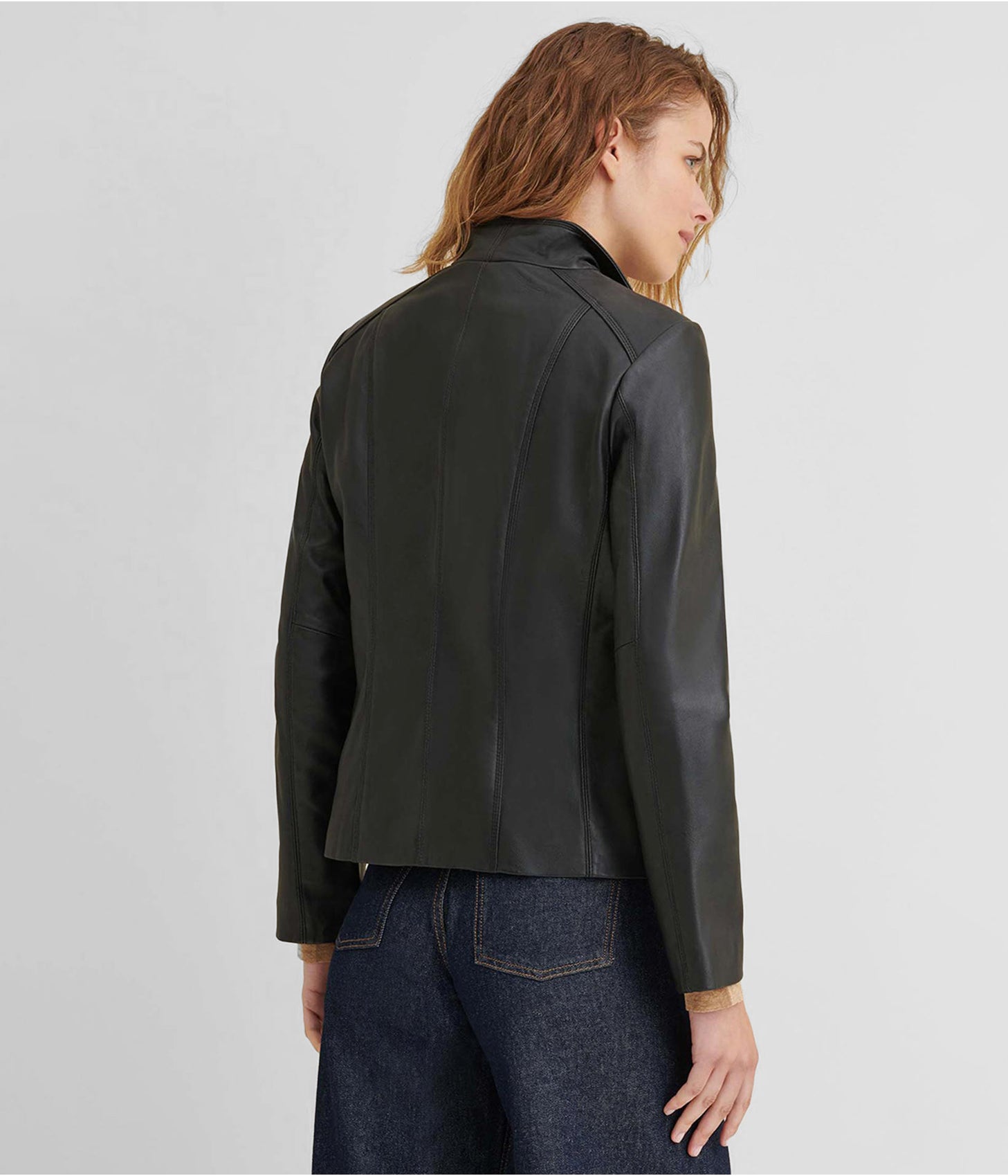 Women's Scuba Leather Jacket In Matte Black