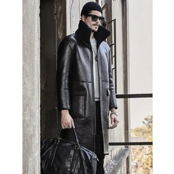 Men's Double Sided Shearling Leather Coat