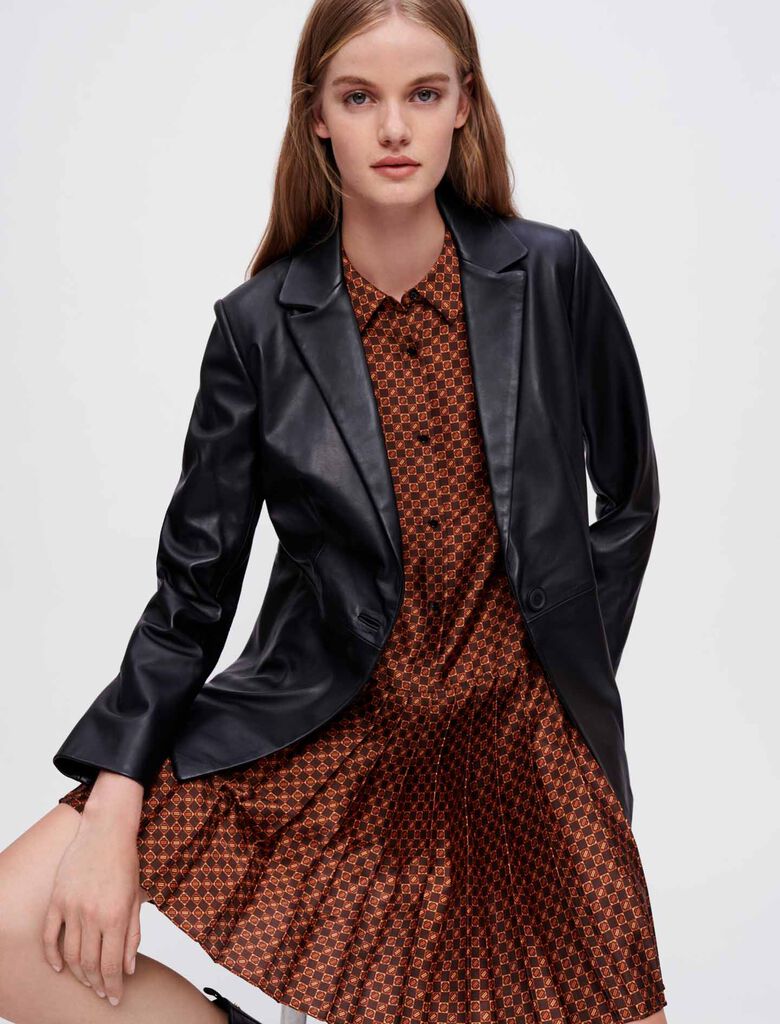 Women's Black Leather Blazer
