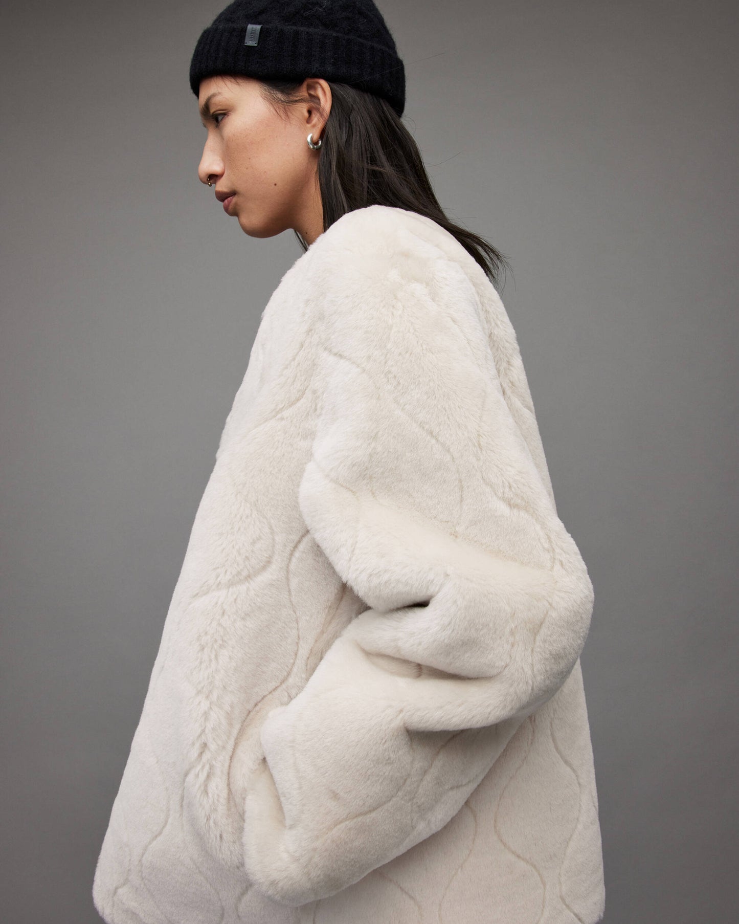 Women's Double Sided Black Leather & White Shearling Jacket