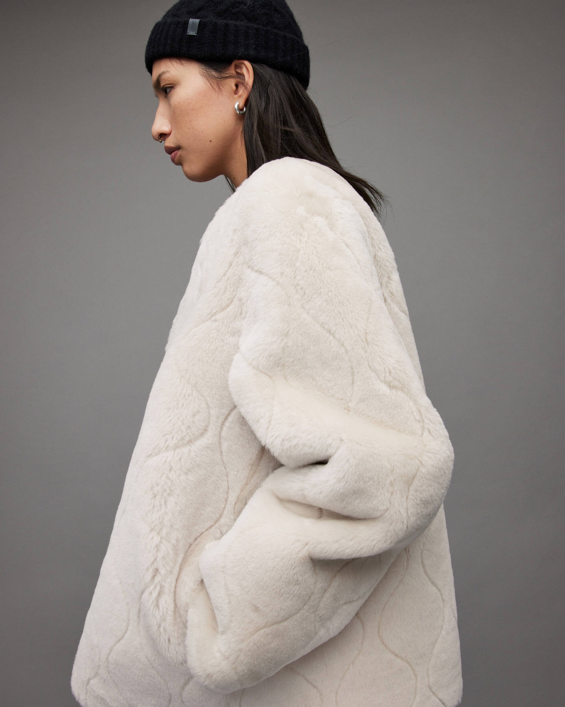 Women's Double Sided Black Leather & White Shearling Jacket