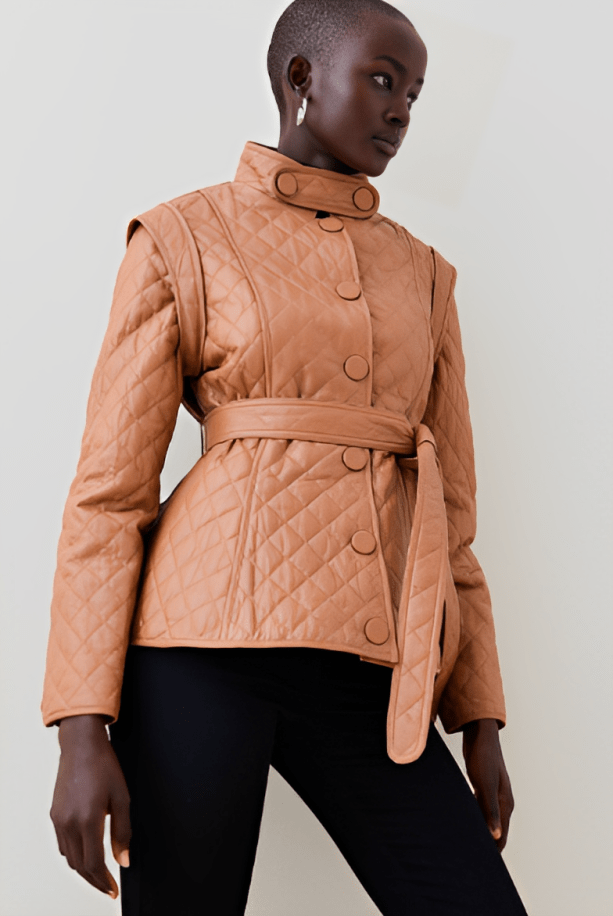 Quilted leather coat womens online