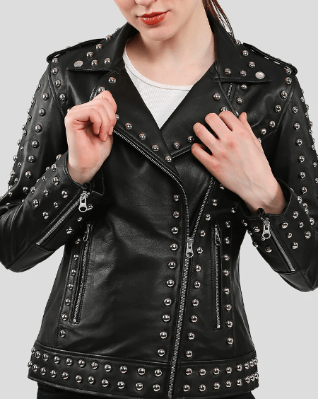 Women s Spikes Studded Leather Jackets Arcane Fox