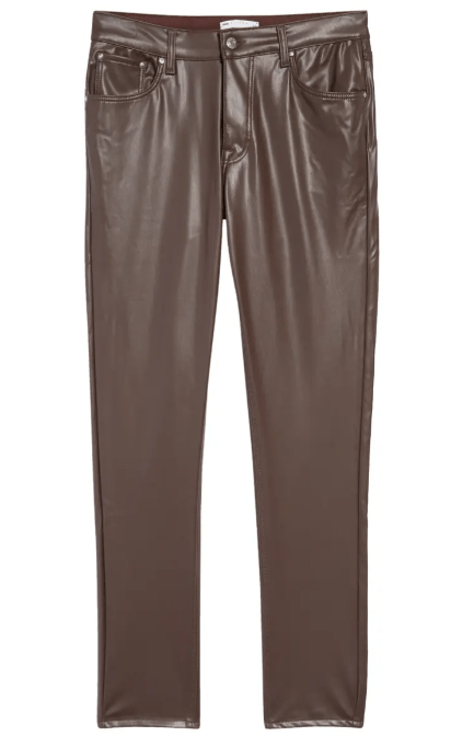 Men's Skinny Leather Pant In Dark Brown