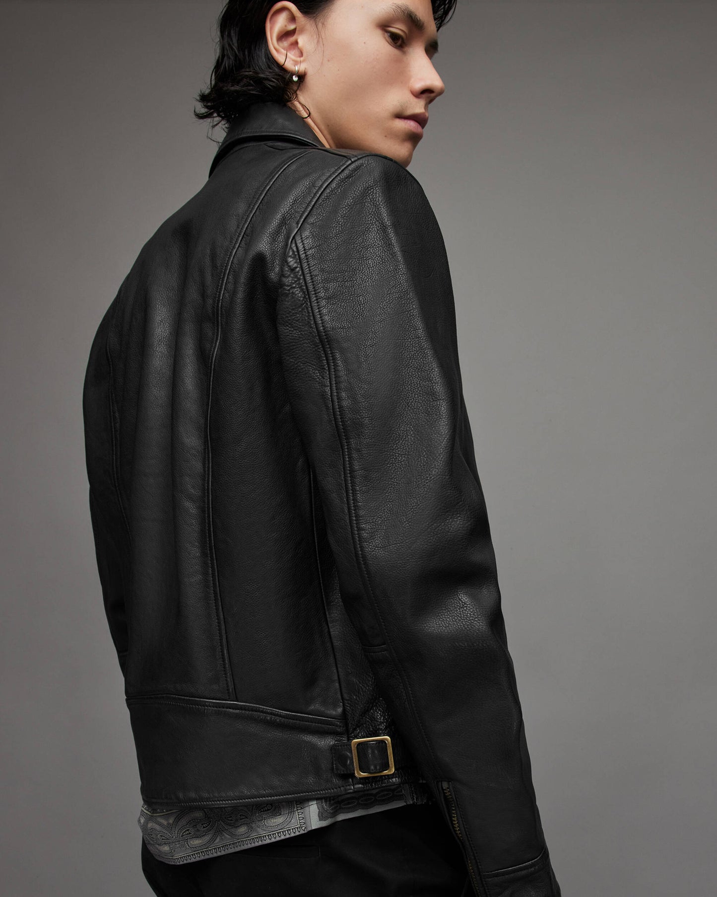 Men's Cafe Racer Leather Jacket In Black