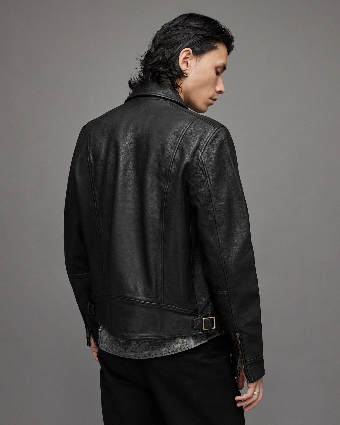 Men's Cafe Racer Leather Jacket In Black