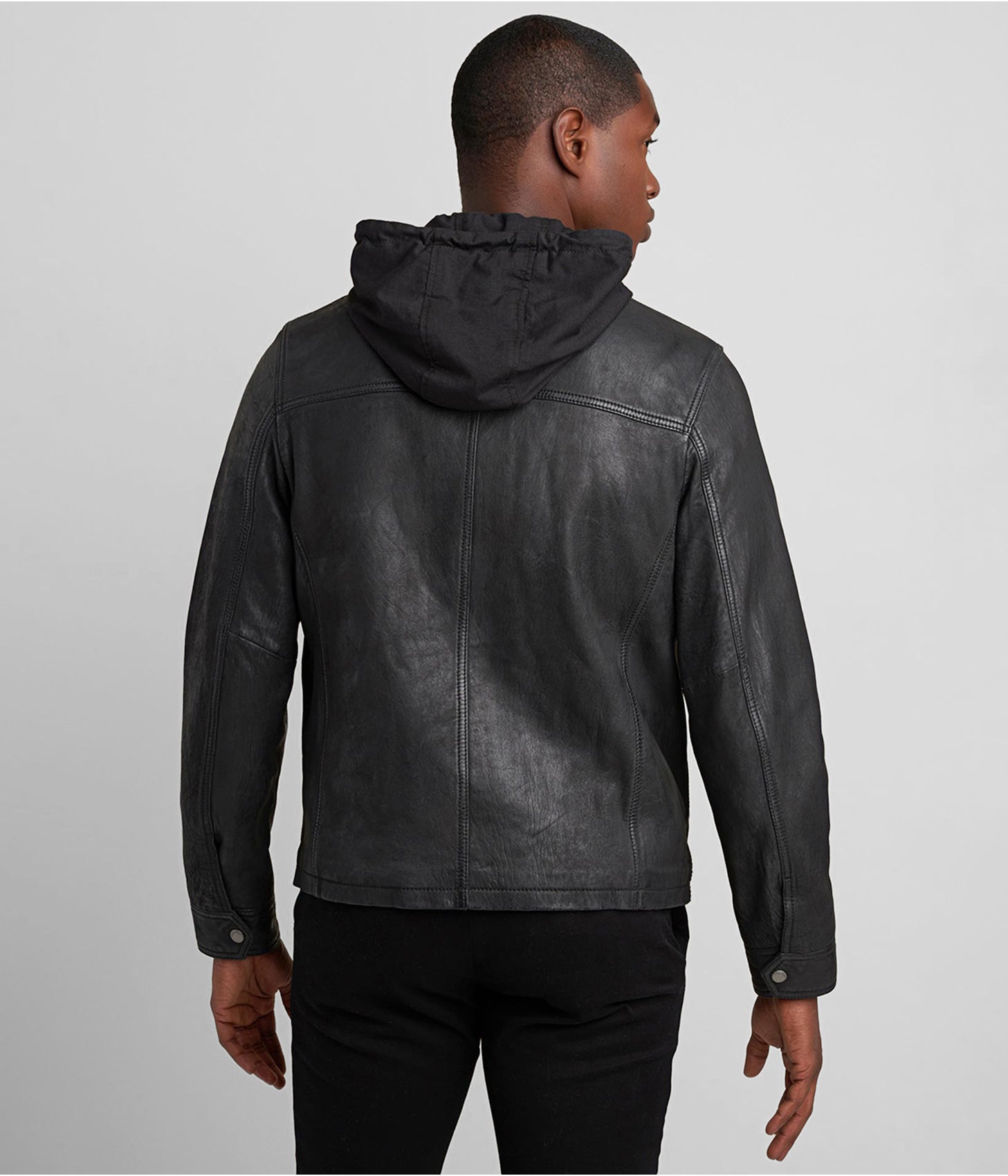 Men's Distressed Leather Jacket In Black