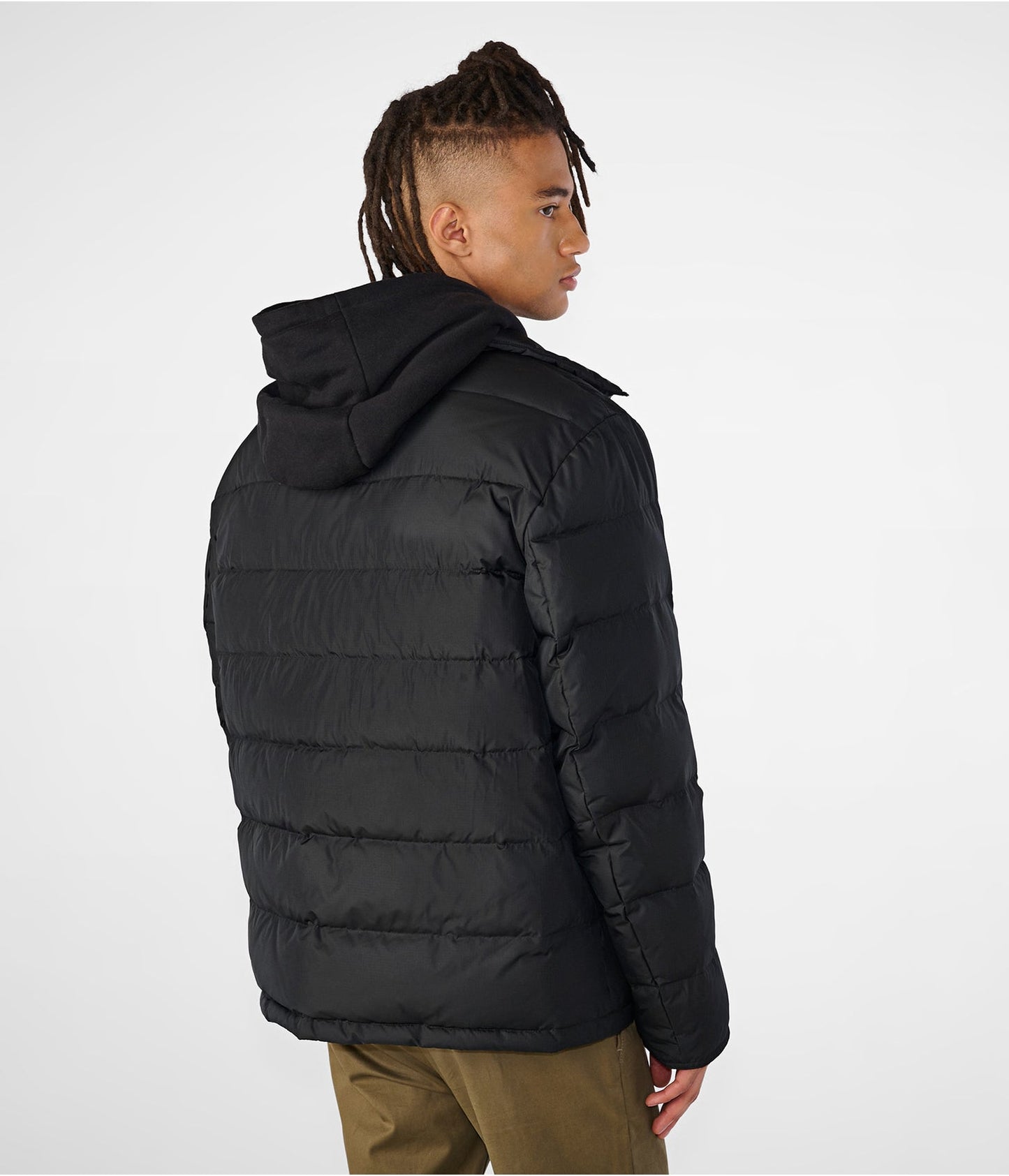 Men's Puffer Jacket In Black With Removable Hood