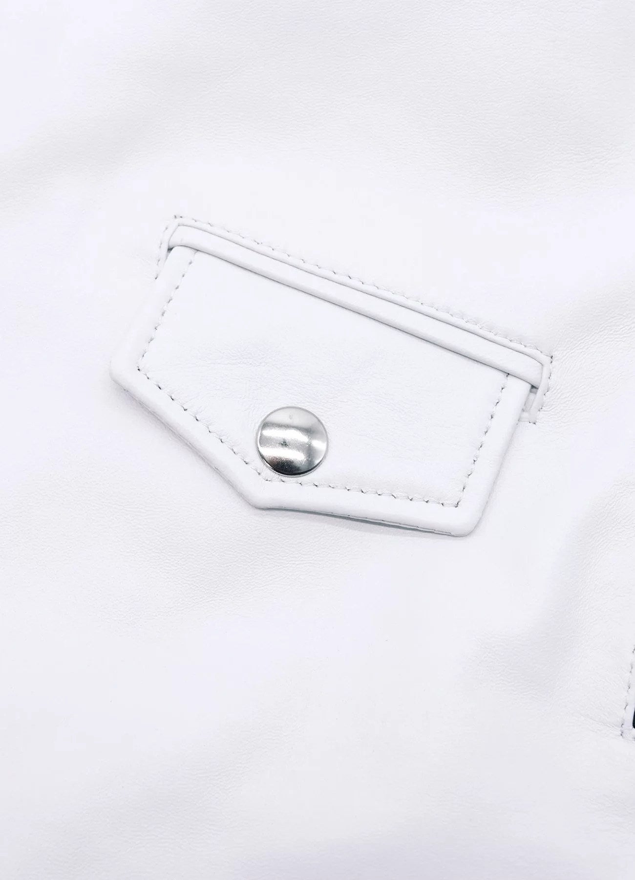Men's Leather Biker Vest In White