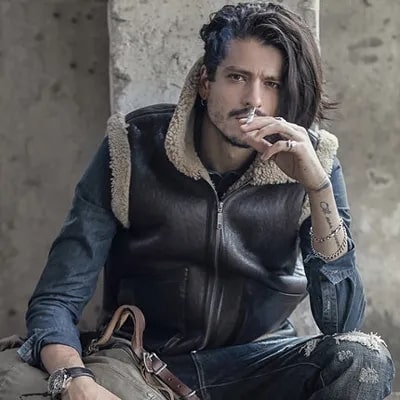 Men's Leather Shearling Vest In Chocolate Brown