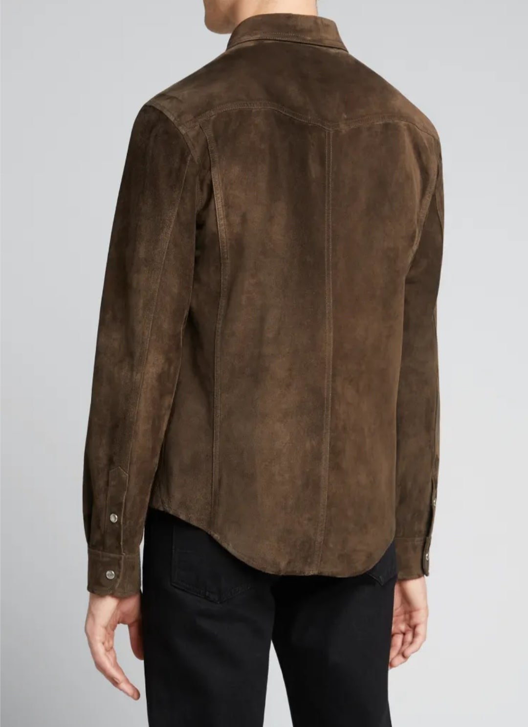 Men's Suede Leather Shirt In Chocolate Brown