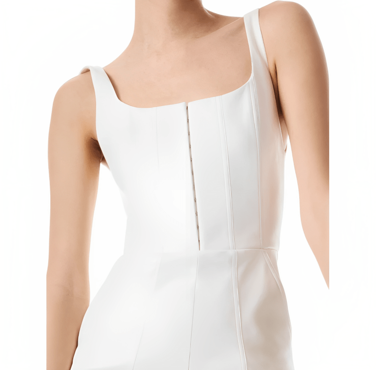Women's Classy Leather Jumpsuit In White