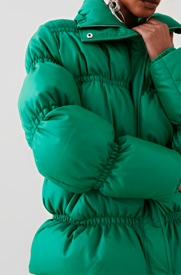 Women's Leather Puffer Jacket In Jade