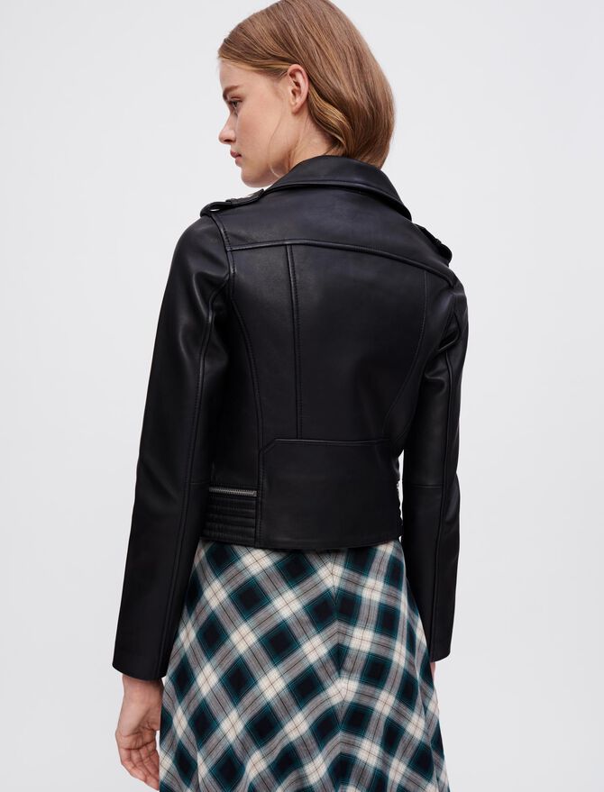 Women's Trendy Leather Biker Jacket In Black