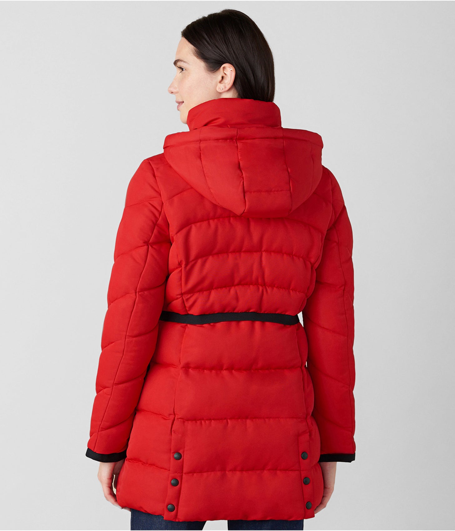 Arcane Fox - Women's Fur Hooded Puffer Coat In Red
