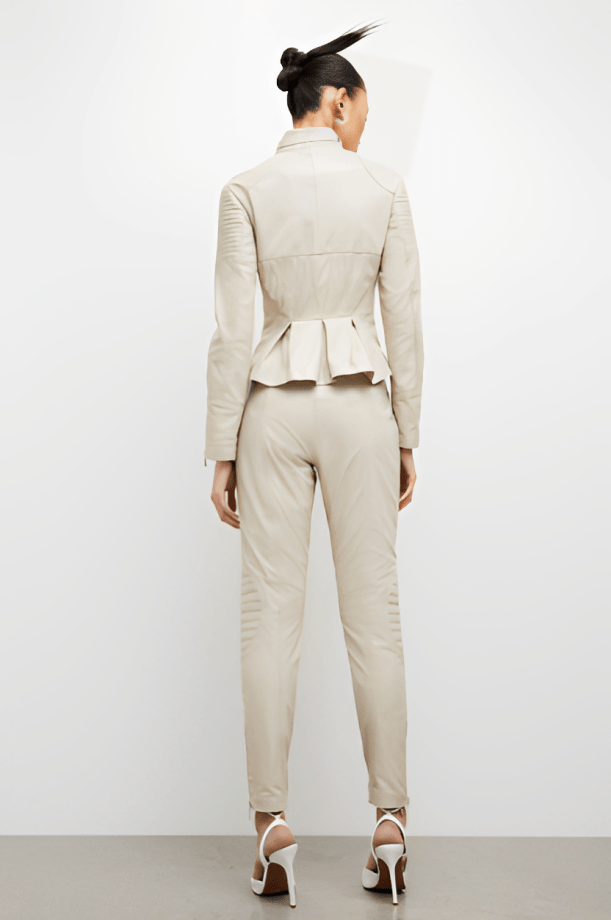 Women's Leather Biker Pant In Off White