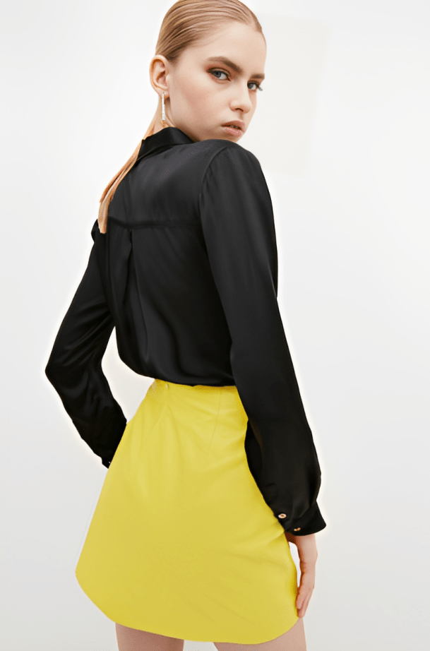 Women's Leather Mini Skirt In Yellow