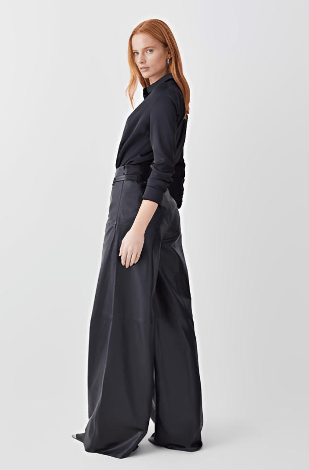 Women's Leather Pant In Black