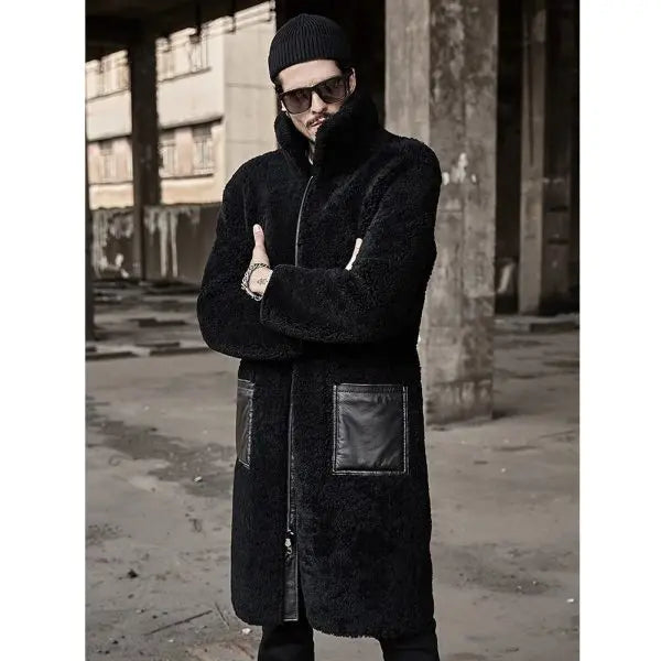 Men's Double Sided Shearling Leather Coat