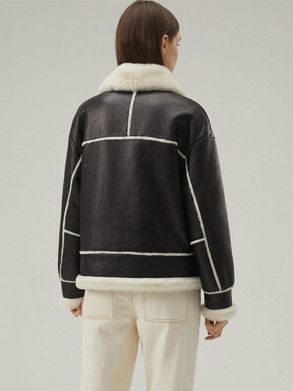 Women's Shearling Leather Jackets In Black