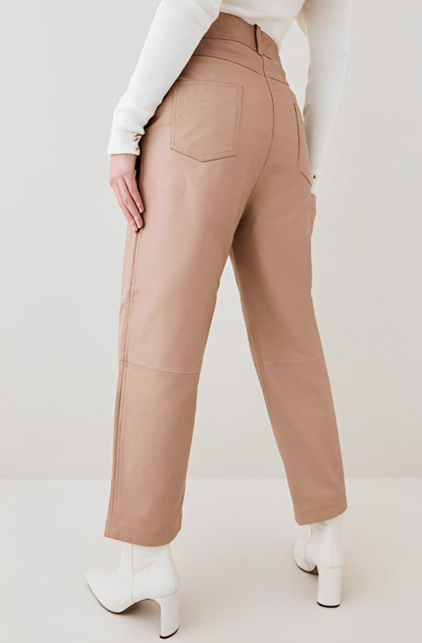 Women's Tan Leather Pant