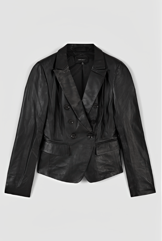 Women's Classic Leather Blazer In Black