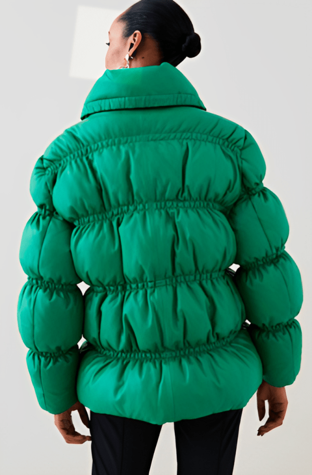 Women's Leather Puffer Jacket In Jade