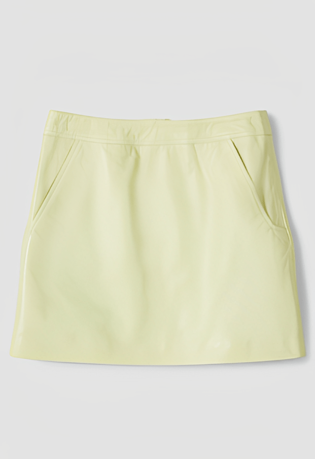 Women's Leather Mini Skirt In Lime