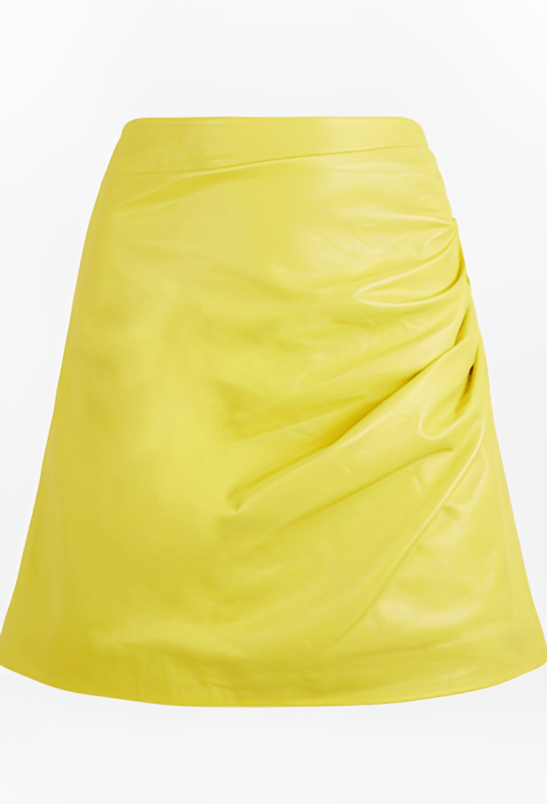 Women's Leather Mini Skirt In Yellow