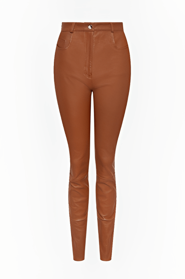 Women's Leather Pant In Brown